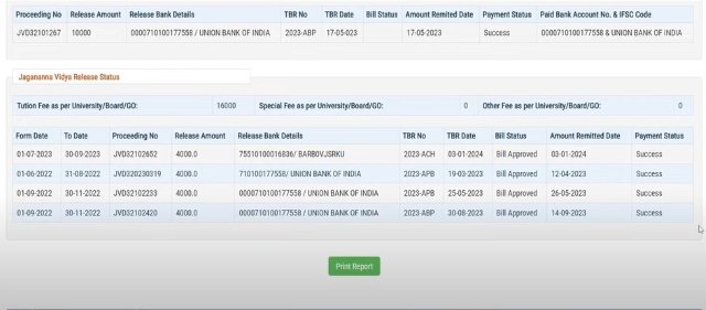 Andhra Pradesh Jagananna Vidya Deevena Status Online 2024