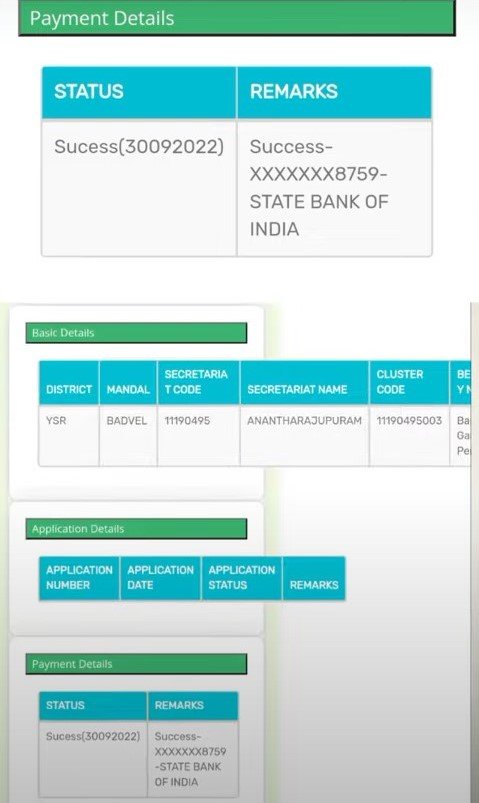 YSR Cheyutha Status Details